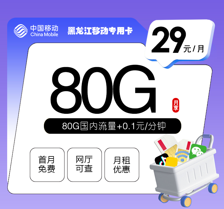 黑龙江移动专用卡【29元80G】 1 78b894a3a2f94465879b9e7fdb4eed2a